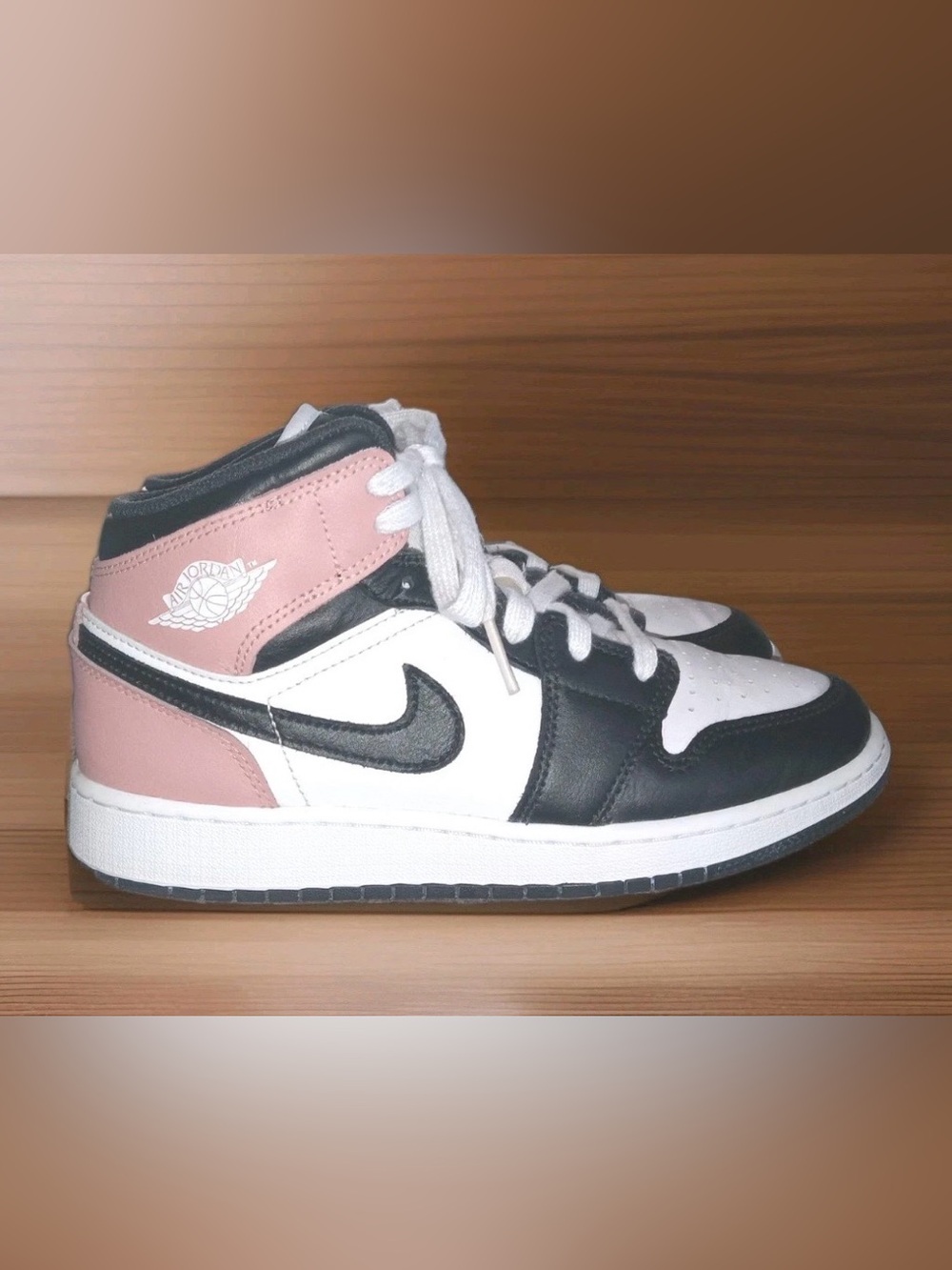 Nike Air Jordan 1 Mid Rust Pink White Black DQ8423-100 Sneakers Shoes-Womens 6
